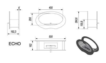 Настольный биокамин Kratki ECHO гранит по цене 